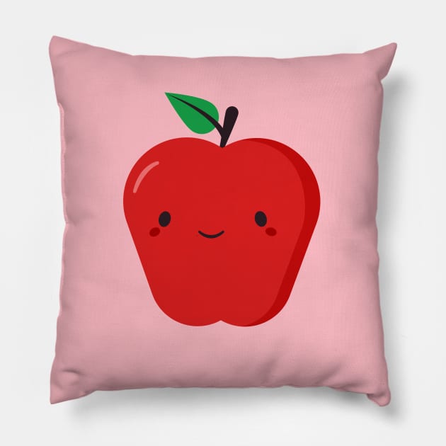 Cute Kawaii Red Apple Pillow by happinessinatee