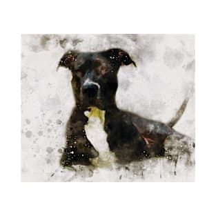 American Pitbull dog watercolour digital portrait effect. T-Shirt