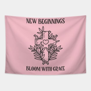 New Beginnings Bloom With Grace Jesus Cross Faith Love Easter Tapestry