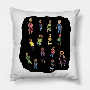 Colorful stick figures Pillow