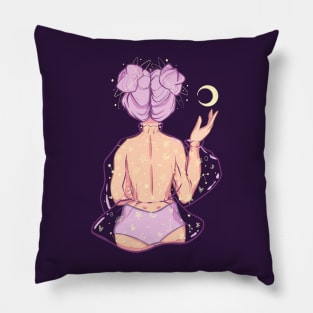 Purple Moon Girl Pillow