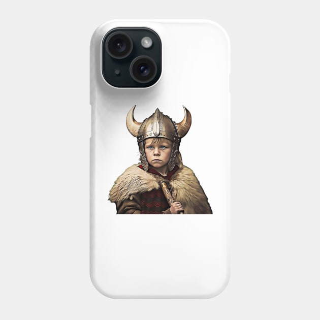 Viking Child Fearless Boy Young Viking Warrior Phone Case by Unboxed Mind of J.A.Y LLC 