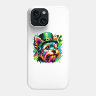 Yorkshire Terrier in Leprechaun Hat for St Patrick's Day Phone Case