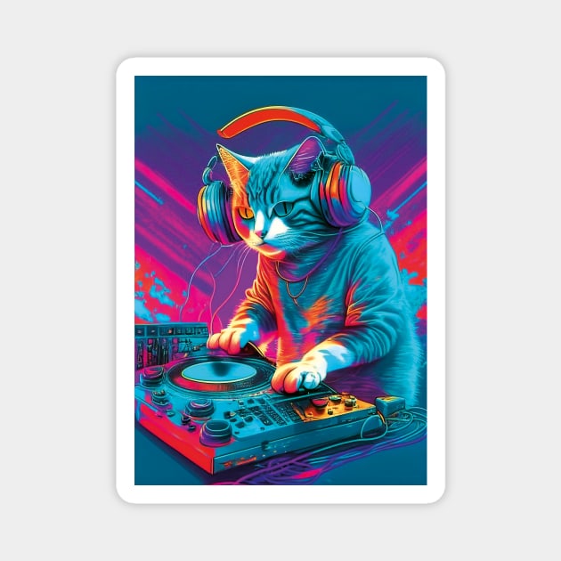 DJ Cat party Magnet by HarlinDesign