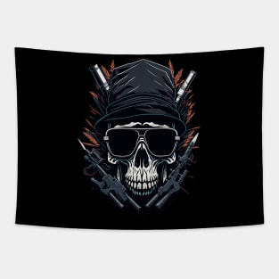 Skull with guns Tapestry