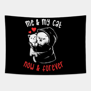 Me and My Cat Now and Forever -  Cute Kitty Skull Gift Tapestry