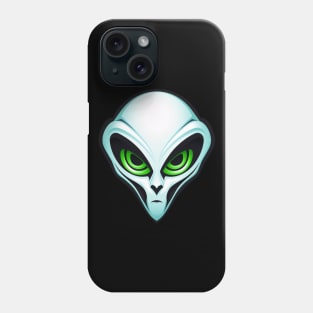 Green Alien Head Portrait UFO Phone Case