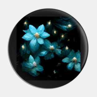 Glowing Blue Flowers Pin