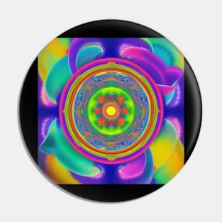 Colorful abstract  prayer wheel Pin