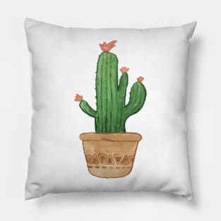 Watercolor flowering Cacti Pillow