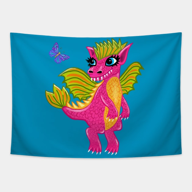 Baby Dragon's First Friend Tapestry by SoozieWray