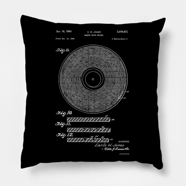 1951 Vinyl Record Patent Print Pillow by MadebyDesign