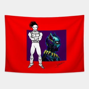 Chadwick boseman in black panther with enemy Tapestry