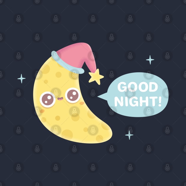 Cute Crescent Moon Says Good Night by rustydoodle