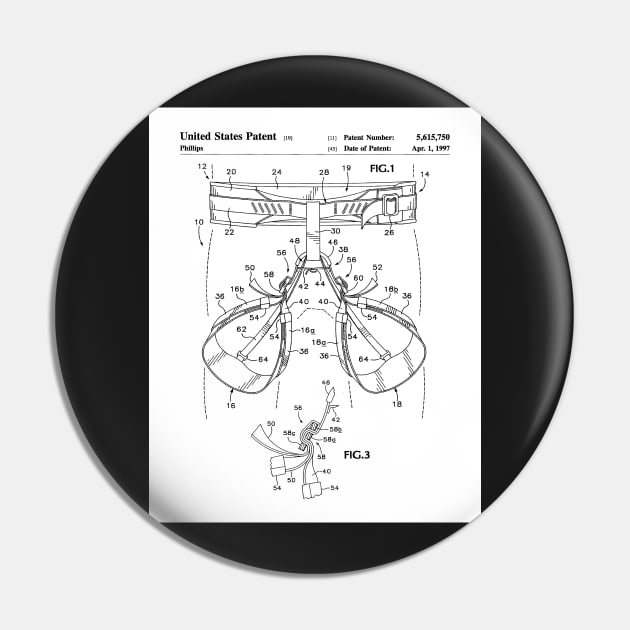 Rock Climbing Harness Patent - Rock Climber Art - Black And White Pin by patentpress