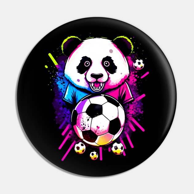 Soccer Panda - Soccer Futball Football - Graphiti Art Graphic Paint Pin by MaystarUniverse