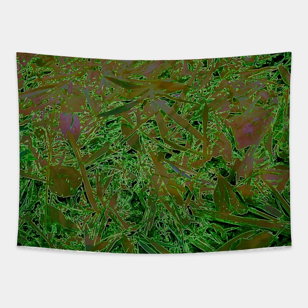 Neon emerald bamboo leaves Tapestry by stevepaint