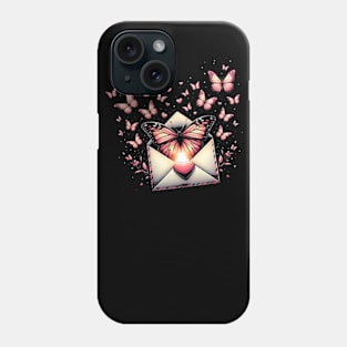 Valentine's Day - love letter and envelope, butterfly pink Phone Case