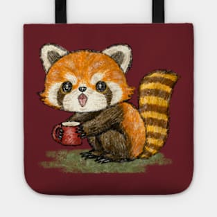 Red panda with a mug Tote