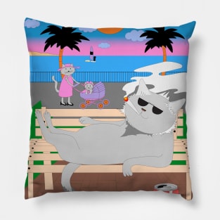 cats on the beach Pillow