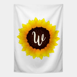 Floral Monogram W Bright Yellow Sunflower Tapestry