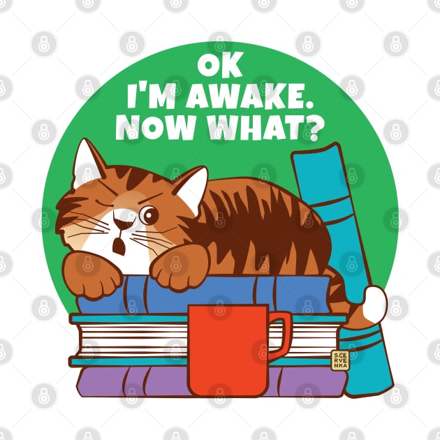 I'm Awake Now What Grouchy Sleeping Cat by Sue Cervenka