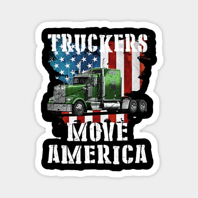 Trucker American Flag Truck Driver Shirt Truck Driver Magnet by TeeAbe