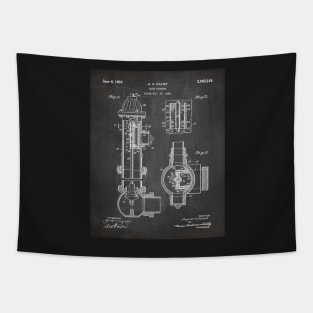 Fire Hydrant Patent - Fireman Fire House Art - Black Chalkboard Tapestry