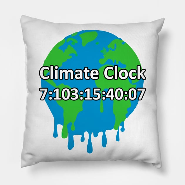 Climate Change Clock Global Warming Pillow by ThingyDilly