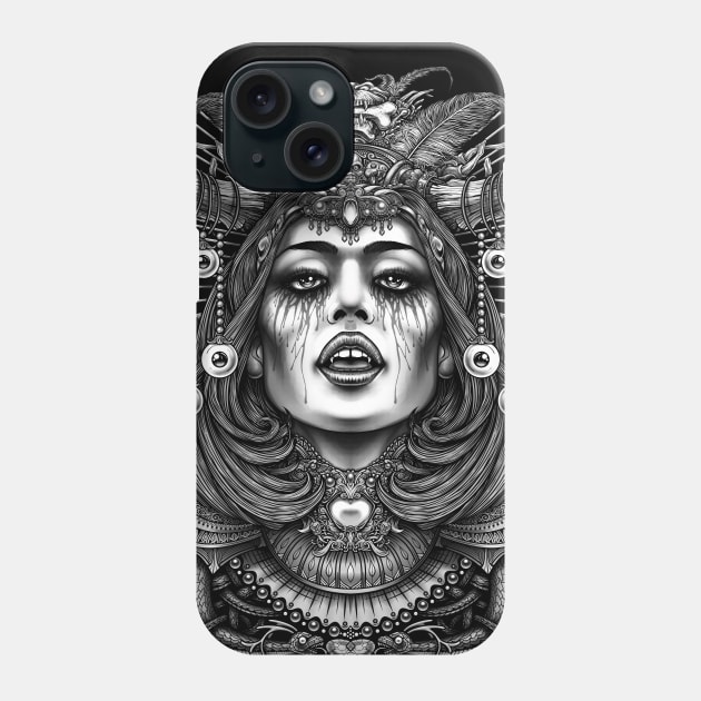 Occult Queen  Black and White Phone Case by Winya