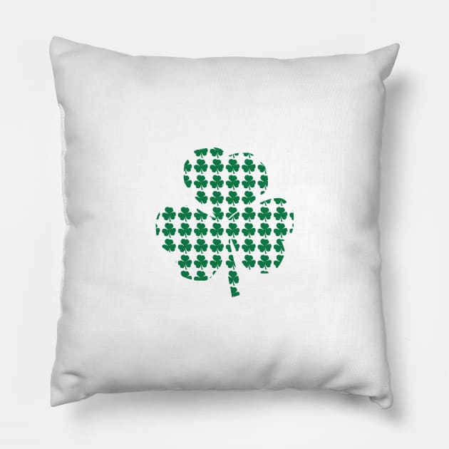 Pocket Size Green Shamrocks Pattern Pillow by ellenhenryart