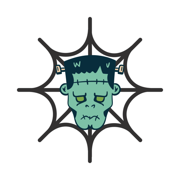 Frankensteins Monster Spider Net Halloween by HBfunshirts