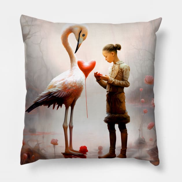 Swan Girl: Be Who You Are... Be You! on a Dark Background Pillow by Puff Sumo