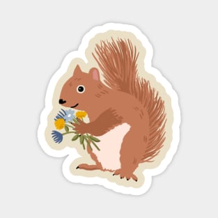 Squirrel with Flowers Magnet