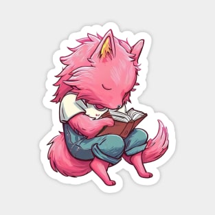 Pink werewolf reading book Magnet