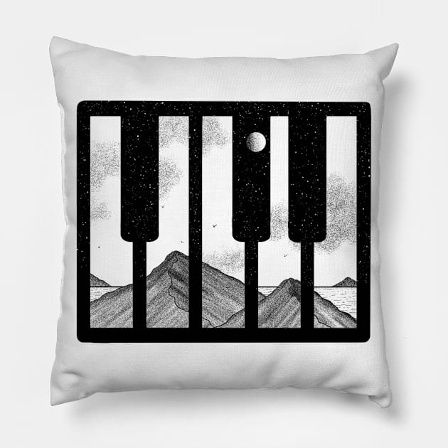 Nature playing piano Pillow by jy ink