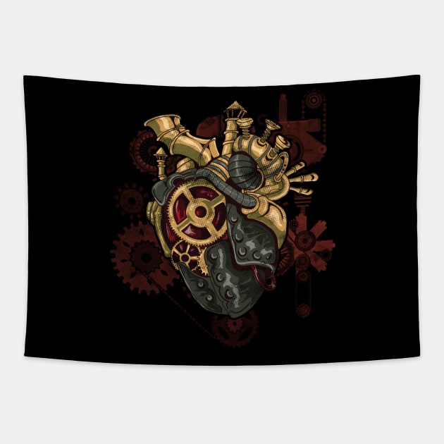 Steampunk Heart Robot Cosplay Scifi Mechanical Gears Anatomy Tapestry by Proficient Tees