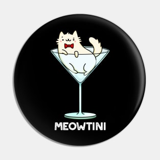 Meowtini Funny Martini Pun Pin