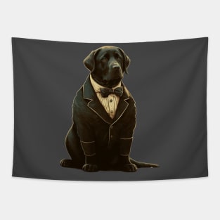 Fashionable Lab: The Elegant Black Labrador Retriever in Formal Attire Tapestry