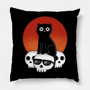 Cat and skulls Pillow