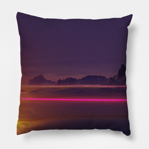 Synthwave Sunset Pillow by AxiomDesign