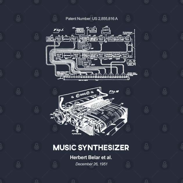 Music Synthesizer Patent White by Luve