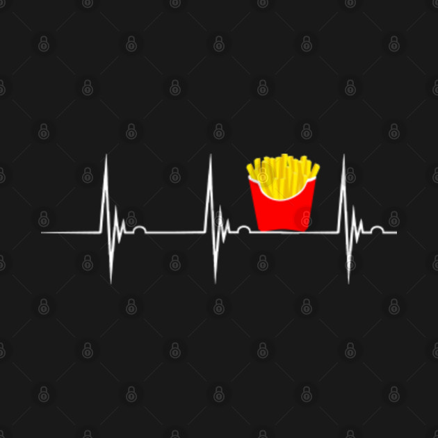 Disover French Fries Heartbeat EKG Pulse Ketchup Fried Potato Fry Fast - Gift - T-Shirt