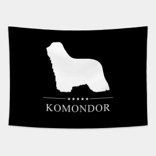 Komondor Dog White Silhouette Tapestry