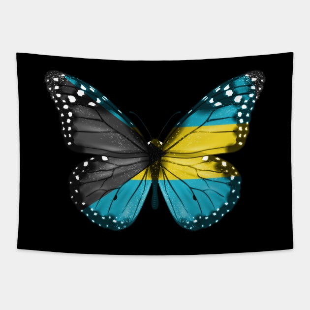 Bahamian Flag  Butterfly - Gift for Bahamian From Bahamas Tapestry by Country Flags