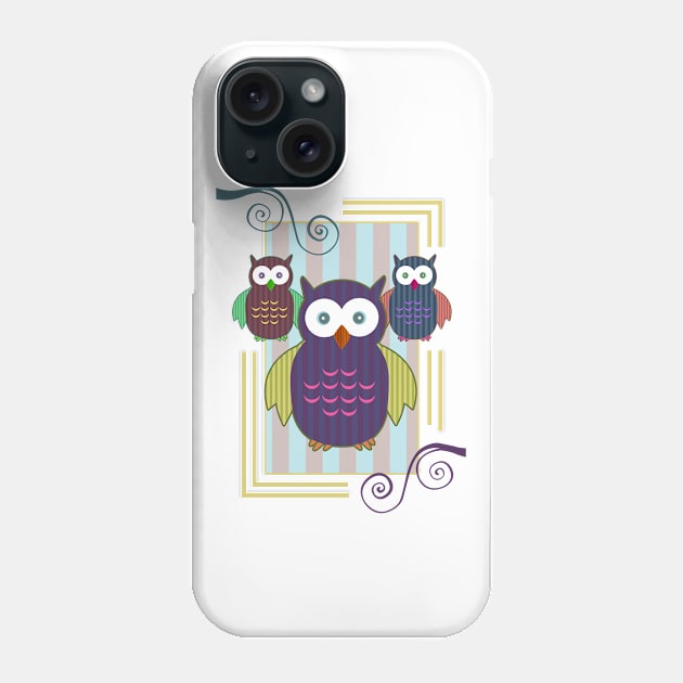 Striped Owls Phone Case by adamzworld