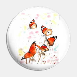 Orange Butterflies Pin