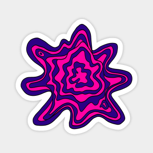 Trippy Retro Topographic Wavy Contour Fluid Line Art Pink and Purple Magnet