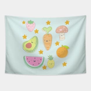 Cute Vegetable & Fruit Pattern Tapestry