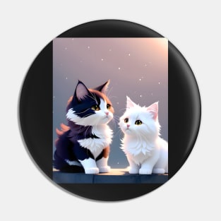 Adorable Cat Illustration- Modern Digital Art Pin